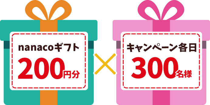 nanacoギフト 200円分 キャンペーン各日 300名様